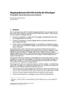 Mapping Between ISO 639 and the SIL Ethnologue Principles Used and Lessons Learned Peter Constable and Gary Simons,