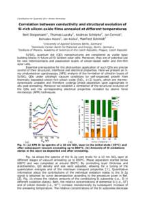 Contribution for Quantsol 2011 Winter Workshop  Correlation between conductivity and structural evolution of Si-rich silicon oxide films annealed at different temperatures Bert Stegemann1, Thomas Lussky2, Andreas Schöpk