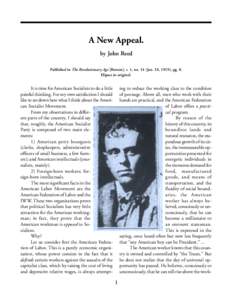 Reed: A New Appeal [January[removed]A New Appeal. by John Reed