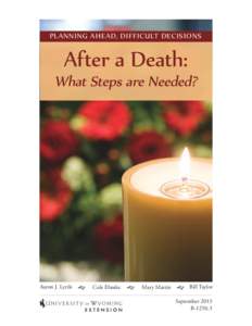 PLANNING AHEAD, DIFFICULT DECISIONS  After a Death: What Steps are Needed?