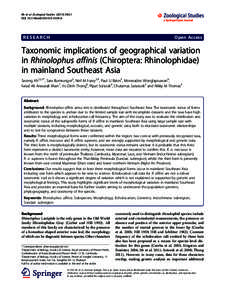 Taxonomic implications of geographical variation in Rhinolophus affinis (Chiroptera: Rhinolophidae) in mainland Southeast Asia