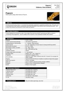 Popcorn Gisborne, New Zealand Spec Sheet PS-09 July 2013