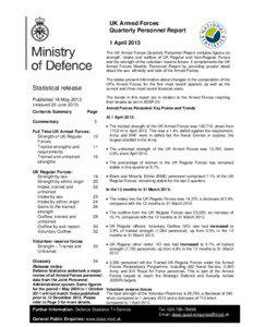 UK Armed Forces Quarterly Personnel Report 1 April 2013