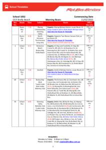 School 1052 OLR Shelly Beach Bus No.  Commencing Date