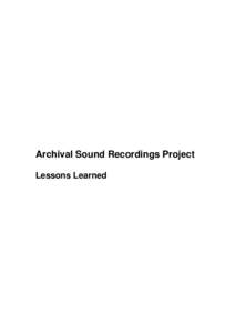 Archival Sound Recordings Project