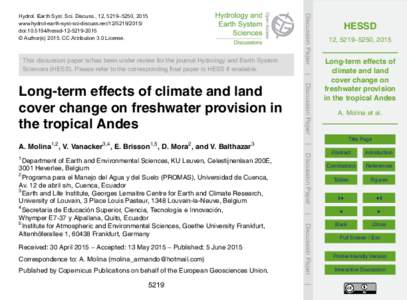 This discussion paper is/has been under review for the journal Hydrology and Earth System Sciences (HESS). Please refer to the corresponding final paper in HESS if available. Discussion Paper  Hydrol. Earth Syst. Sci. Di