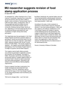 MU researcher suggests revision of food stamp application process