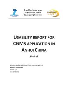 Crop Monitoring as an E-agricutural tool in Developping Countries USABILITY REPORT FOR CGMS APPLICATION IN