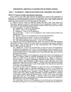 SUBCHAPTER 9. ADDITIONAL STANDARDS FOR SECONDARY SCHOOLS PART 7. STANDARD IV: CURRICULUM, INSTRUCTION, ASSESSMENT AND CLIMATE 210:[removed]Program of studies and graduation requirements Every student at every high school