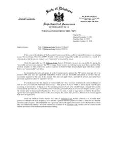 AUTO BULLETIN NO. 10 PERSONAL INJURY PROTECTION (“PIP”) Original No._____ Adopted December 5, 1994 Amended June 12, 1995 Amended October 15, 1998