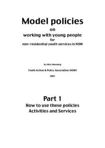 Model policies on working with young people for non-residential youth services in NSW