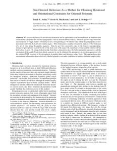 J. Am. Chem. Soc. 1997, 119, [removed]Site-Directed Dichroism As a Method for Obtaining Rotational and Orientational Constraints for Oriented Polymers