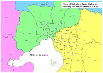 Map of Salvation Army Divisions showing Local Government Areas Metropolitan Area LEGEND Local Government Boundary