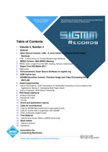 Volume 3, Number 4 December 2011 Published by the Association for Computing Machinery Special Interest Group on Multimedia