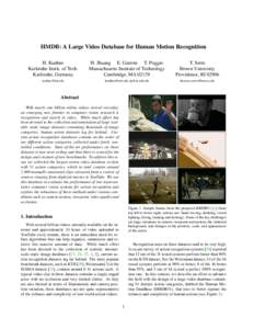 HMDB: A Large Video Database for Human Motion Recognition H. Kuehne Karlsruhe Instit. of Tech. Karlsruhe, Germany  H. Jhuang E. Garrote T. Poggio