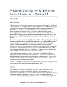 !  MovieLabs*Specification+for$Enhanced$ Content&Protection!–!Version(1.1