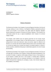 CG/MON[removed]July 2014 Chisinau, Republic of Moldova Chisinau Declaration