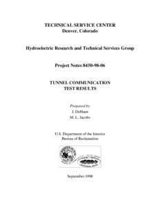 TECHNICAL SERVICE CENTER Denver, Colorado Hydroelectric Research and Technical Services Group  Project Notes[removed]