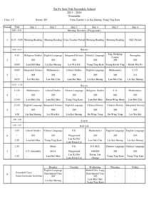Tai Po Sam Yuk Secondary School[removed]Timetable Class: 1T Period