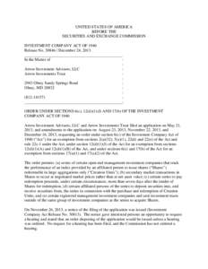 UNITED STATES OF AMERICA BEFORE THE SECURITIES AND EXCHANGE COMMISSION INVESTMENT COMPANY ACT OF 1940 Release No[removed]December 24, 2013 ________________________________________________