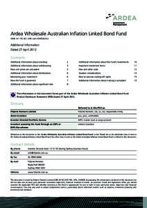 Ardea Wholesale Australian Inflation Linked Bond Fund ARSN[removed]  APIR code HOW0062AU Additional Information Dated 27 April 2012