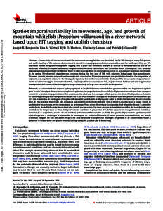 131  Can. J. Fish. Aquat. Sci. Downloaded from www.nrcresearchpress.com by US GEOLOGICAL SURVEY LIB on[removed]For personal use only.  ARTICLE