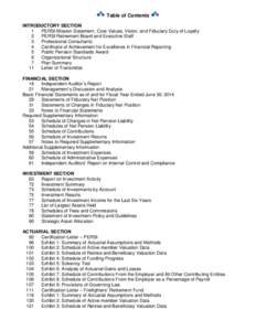 Table of Contents INTRODUCTORY SECTION 1 PERSI Mission Statement, Core Values, Vision, and Fiduciary Duty of Loyalty 2 PERSI Retirement Board and Executive Staff