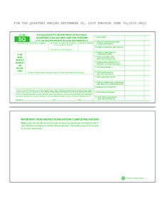 FOR THE QUARTERS ENDING SEPTEMBER 30, 2008 THROUGH JUNE 30,2009 ONLY  ST-9Q MASSACHUSETTS DEPARTMENT OF REVENUE