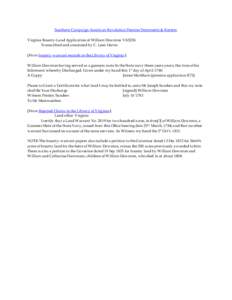 Southern Campaign American Revolution Pension Statements & Rosters Virginia Bounty-Land Application of William Downton VAS226 Transcribed and annotated by C. Leon Harris [From bounty-warrant records in the Library of Vir