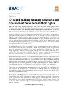 29 DecemberSerbia: IDPs still seeking housing solutions and documentation to access their rights