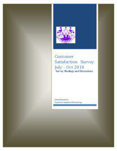 Customer Satisfaction Survey July – Oct 2010