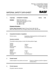 PRODUCT: STYROPOR® KF GRADES Date received by BASF: [removed]Date issued: [removed]Replaces: [removed]Page 1 of 4