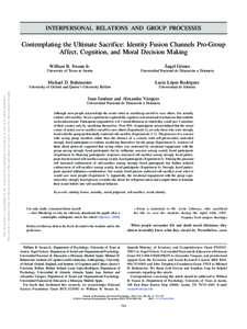 INTERPERSONAL RELATIONS AND GROUP PROCESSES  This document is copyrighted by the American Psychological Association or one of its allied publishers. This article is intended solely for the personal use of the individual 