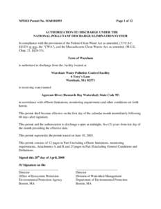 Wareham WPCF Permit MA0101893