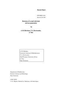 Research Report  KSTS/RRJanuary 26, 2007  Evolution of a crack with kink