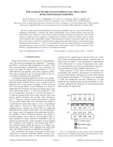 PHYSICAL REVIEW B 73, 035428 共2006兲  Hole transport through proton-irradiated p-type silicon wafers during electrochemical anodization M. B. H. Breese,1 F. J. T. Champeaux,1 E. J. Teo,2 A. A. Bettiol,1 and D. J. Blac