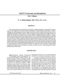 NAET® Protocols and Modalities Part 1: Basics D. S. Nambudripad, M.D., Ph.D., D.C., L.Ac.