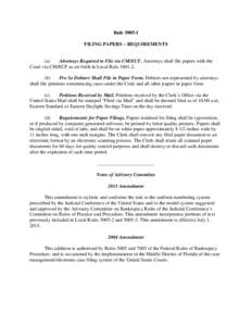 RuleFILING PAPERS – REQUIREMENTS (a) Attorneys Required to File via CM/ECF. Attorneys shall file papers with the Court via CM/ECF as set forth in Local Rule.