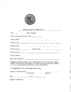 SPECIAL EVENT INFORMATION Date:-~----- Subject Property:_ _ _ _ _ _ _ _ _ _ _ _ _ __  The fee for a special use permit is $- - - - - - Zoning District:- - - - - - - - - - - - - - - - - - - - - - - - Type ofEvent: