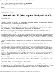 Lakewood seeks $5.7M to improve Madigan/I-5 traffic - South Sound - The Olympian - Olympia, Washington