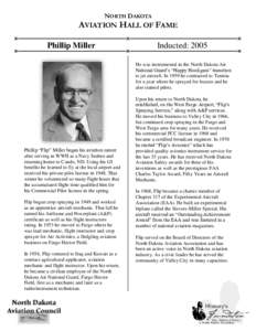 NORTH DAKOTA  AVIATION HALL OF FAME Phillip Miller  Inducted: 2005