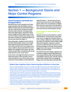 NOx Budget Trading Program: 2005 Program Compliance and Environmental Results  Section 1 — Background: Ozone and Major Control Programs Ozone Formation and Health and Ecological Effects