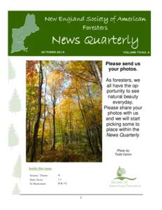 New England Society of American Foresters News Quarterly OCTOBER 2014