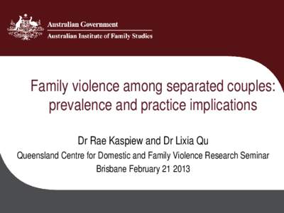 Family violence among separated couples: prevalence and practice implications