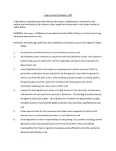 Congressional Resolution 1205 A Resolution containing issues described by the mayors of Oklahoma as important to the welfare and well-being of the citizens of their respective communities in the subject matter of Public 