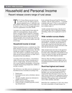 By NEAL FRIED, Economist  Household and Personal Income Recent release covers range of rural areas  T