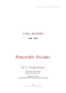 C. George Boeree: Personality Theories  Carl Rogers  CARL ROGERS