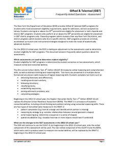 Intelligence tests / Educational psychology / Standardized tests / NNAT / Otis–Lennon School Ability Test / Intellectual giftedness / Test / Bracken School Readiness Assessment / SAT / Education / Cognitive tests / Evaluation