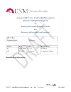 Business / New Mexico / Economy / ITIL / Computer security / Outsourcing / Contract law / IT service management / Service-level agreement / University of New Mexico / Vendor / Incident management