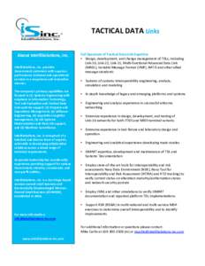 TACTICAL	
  DATA	
  Links	
  	
    	
      About	
  intelliSolu,ons,	
  inc.	
  
